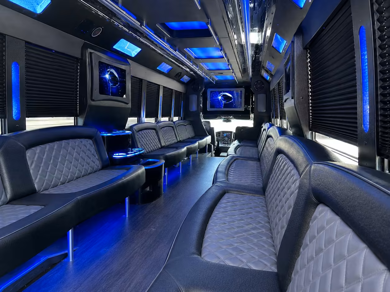 25 passenger party bus inside