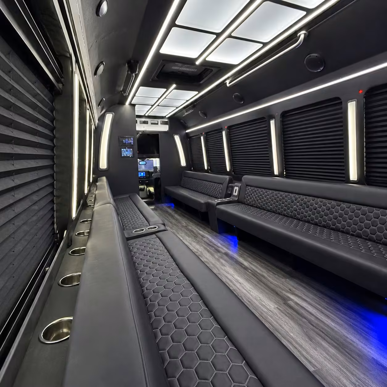 30 passenger party bus inside
